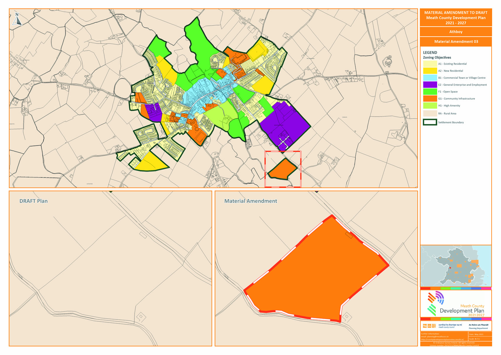 Athboy proposed amendment number 3 map