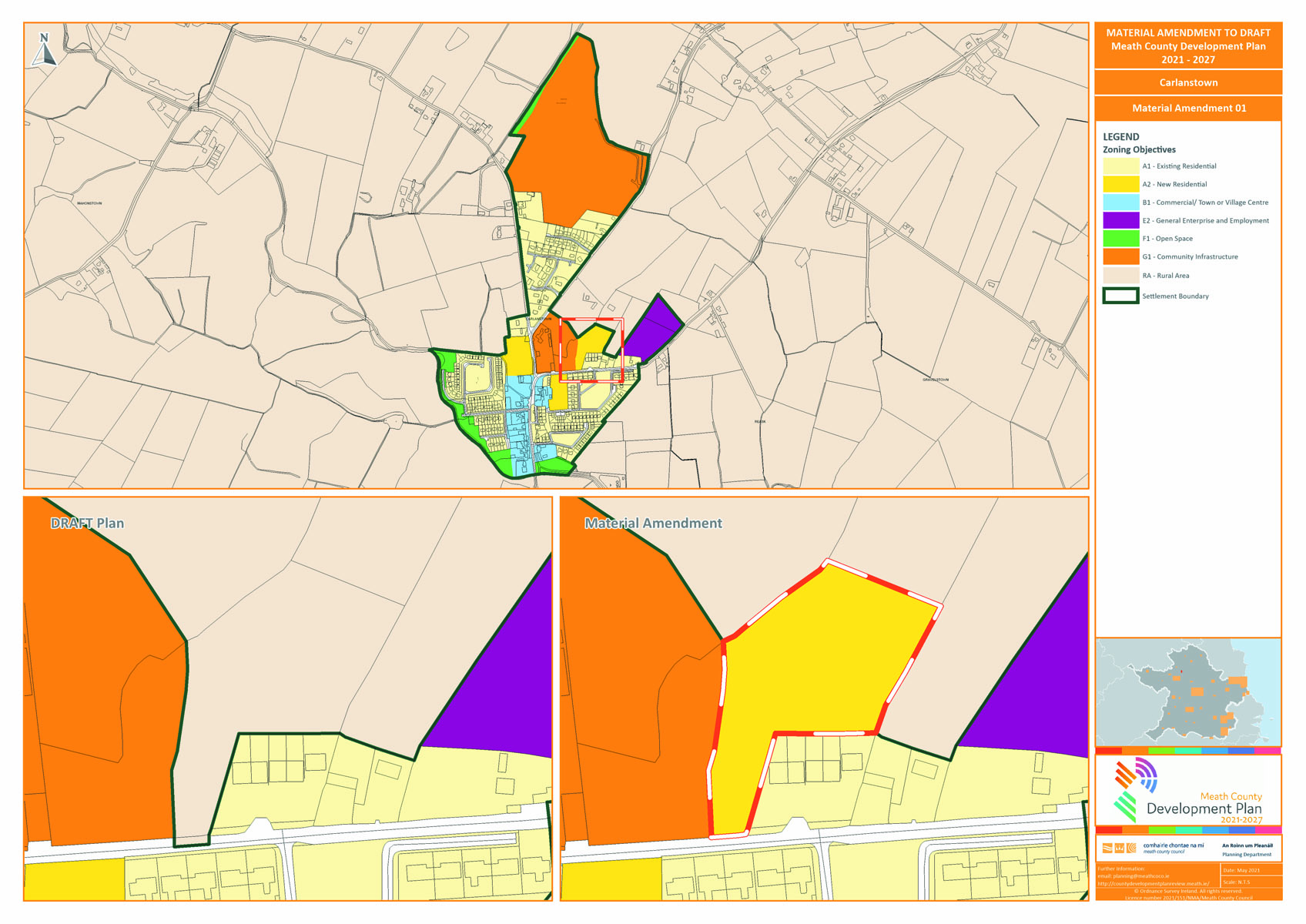 Carlanstown proposed amendment number 1 map