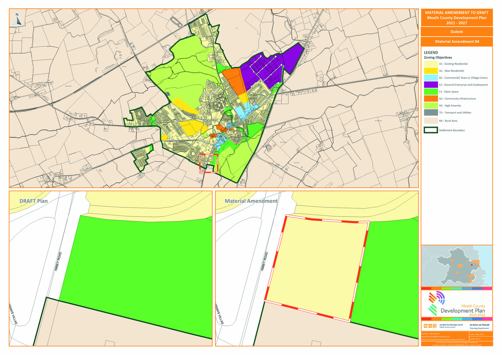 Duleek proposed amendment number 4 map