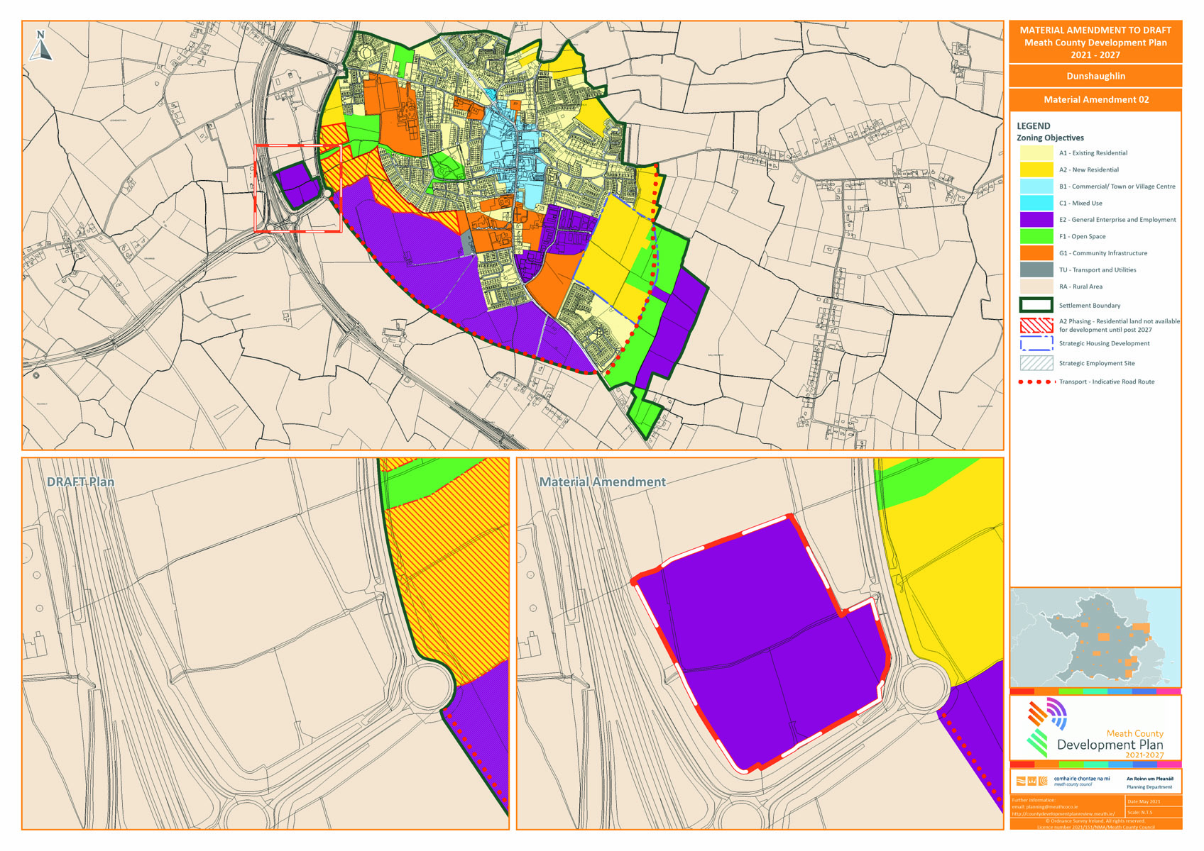 Dunshaughlin proposed amendment number 2 map