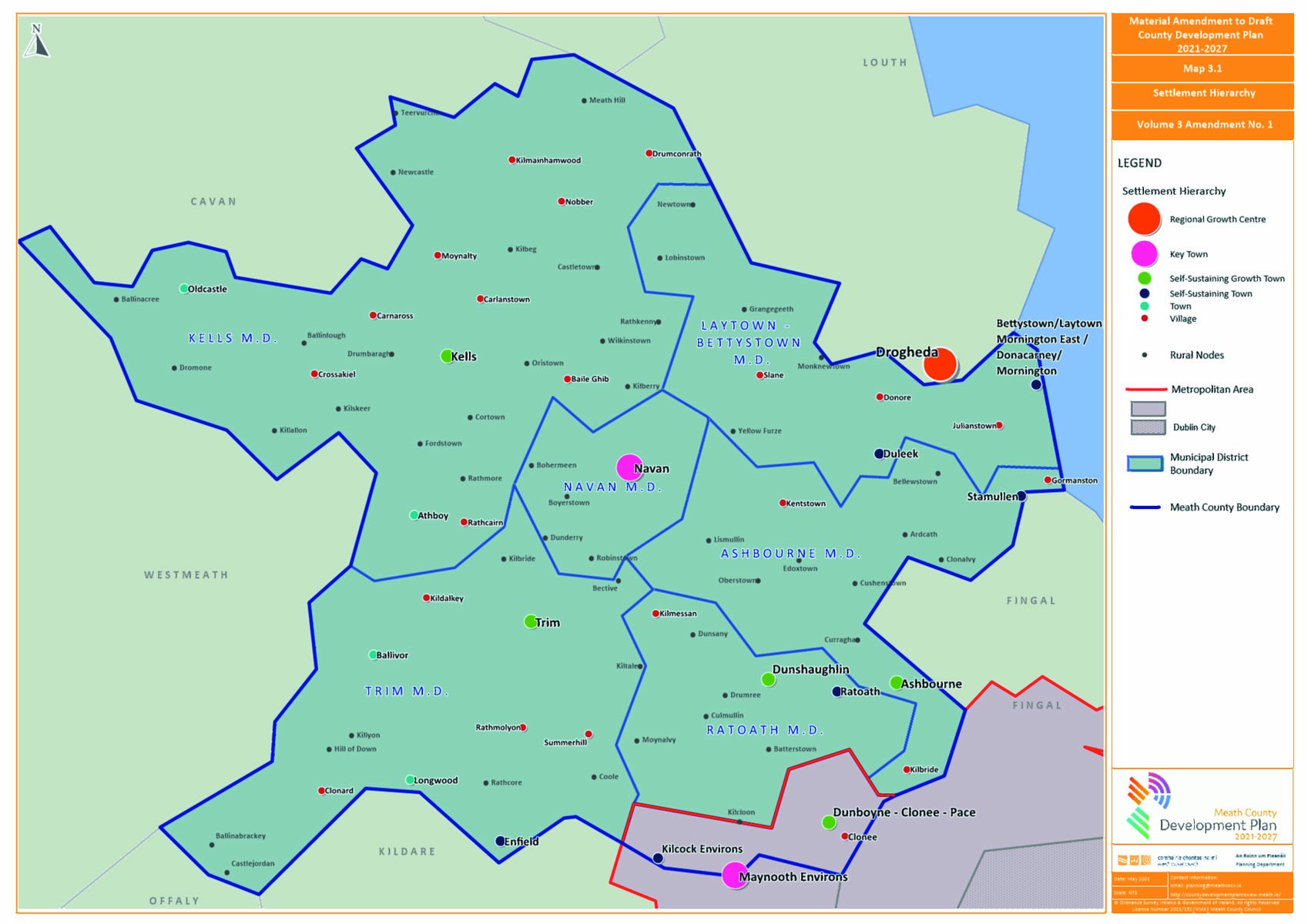 Map 3.1 Settlement Hierarchy